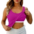 thumbnail image 2 of Siminsem Racerback Ribbed Tank Top for Women with Built in Bra Slim Fit Sleeveless Scoop Neck Workout Shirt Summer Casual Going Out Undershirt Top, Hot Pink,M, 2 of 9