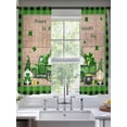 thumbnail image 2 of St. Patrick's Day Sheer Curtains 63 Inch Length 2 Panels Set Window Treatments, Shamrocks Gnomes Truck Rustic Wood Rod Pocket Semi Curtains for Living Room/Bedroom/Kitchen Décor, 104"W x 63"L, 2 of 7