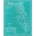thumbnail image 2 of Adam Shaw Cartography 12x14 Black Ornate Wood Framed with Double Matting Museum Art Print Titled - State of Florida Map, 2 of 4