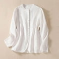 thumbnail image 2 of hotojiny Button down Shirts for Women Loose Long Sleeve Round Neck Tops Work Office Solid Color Fashion Blouse, 2 of 7