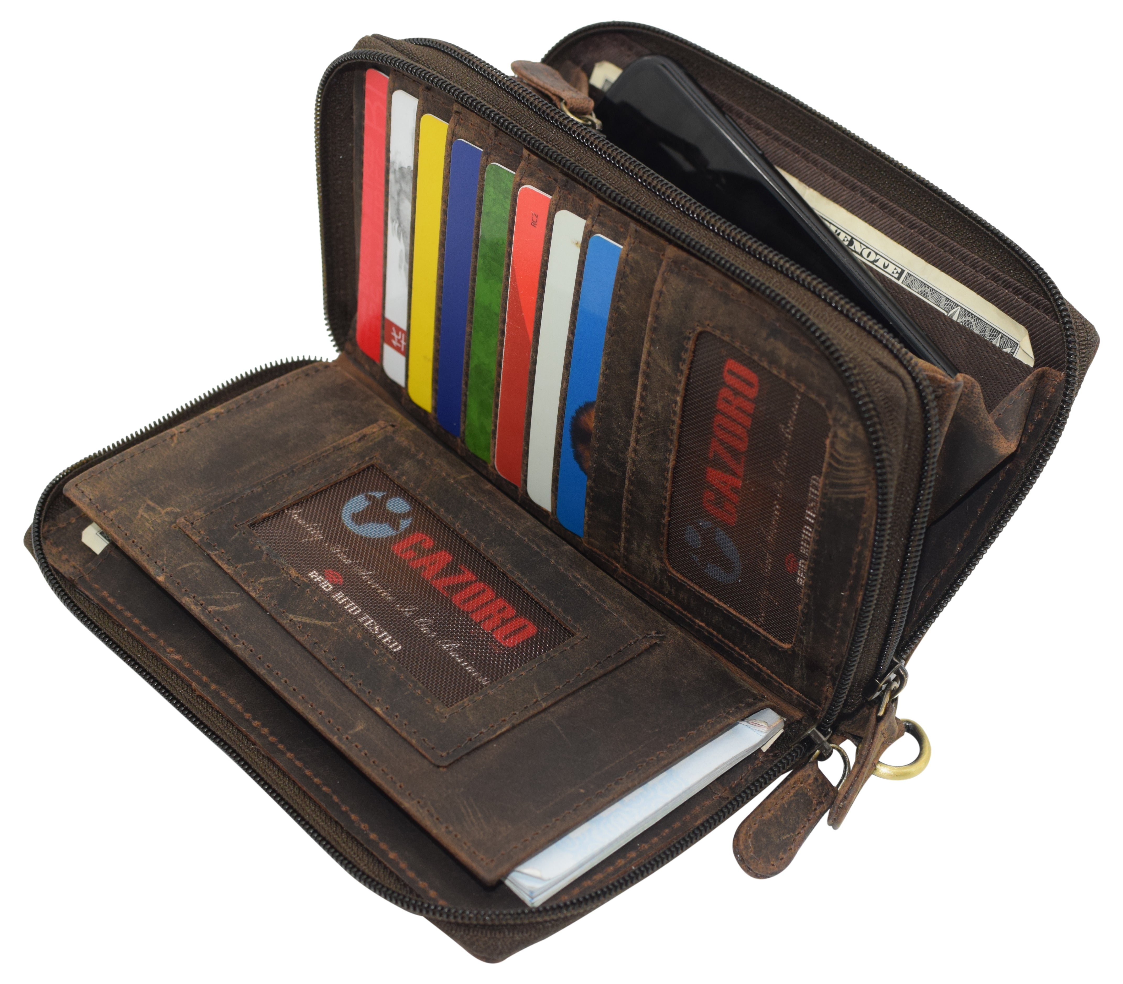 Men wallets with coin pocket long zipper business Male Wallet Double zipper  Vintage Large Wallet Purse