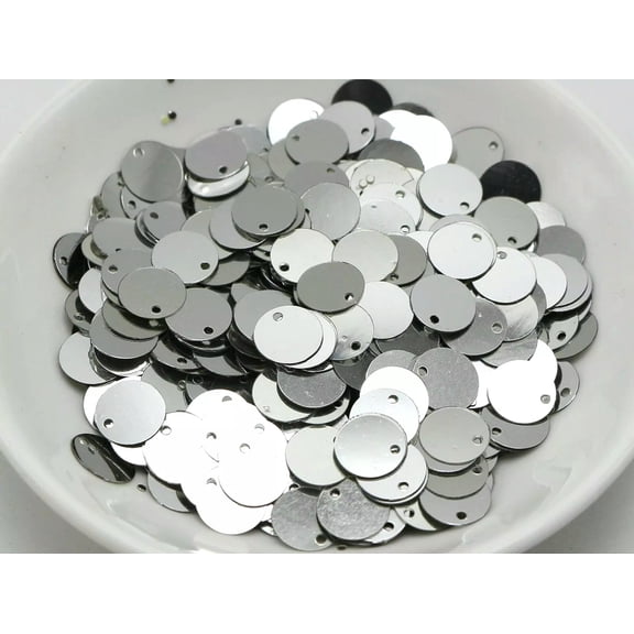 U8MO 2000 Silver Flat Round loose sequins Paillettes Top Hole 10mm sewing Wedding