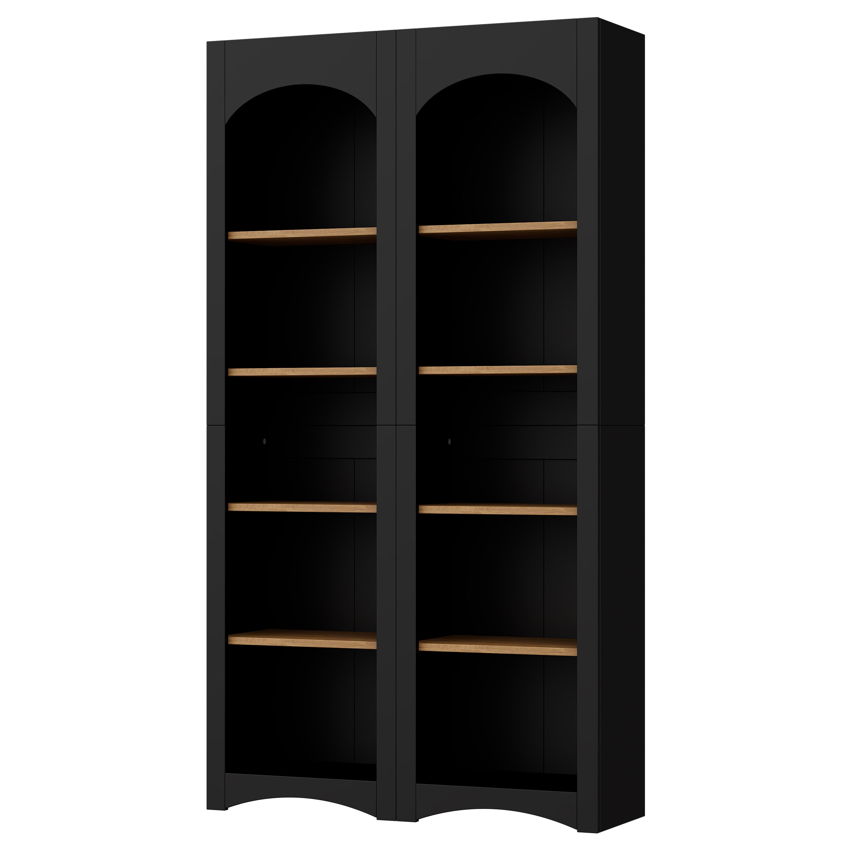 Euroco Modern 72"H Kitchen Pantry Cabinet，Free Standing 5 Tier Bookshelves, Bookcases Set of 2, Farmhouse Two-Tone Storage Cabinet with Adjustable Shelves，Black