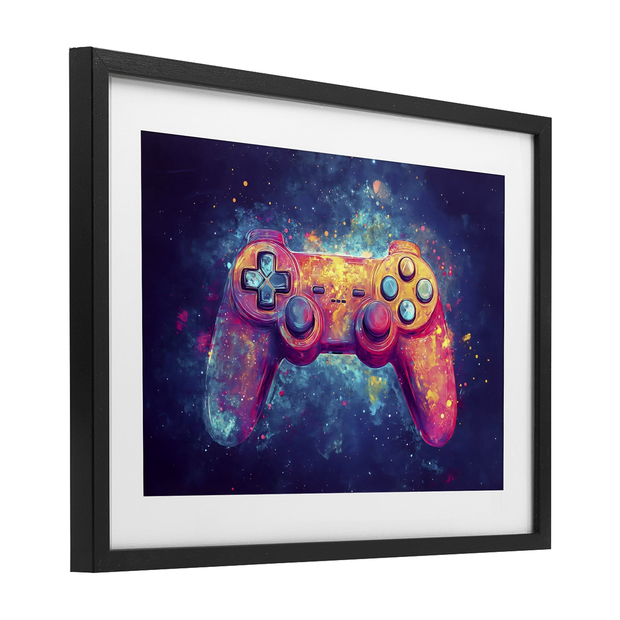 Stupell Industries Futuristic Cosmic Game Controller Black Framed Print Under Glass, design by Creative Studio
