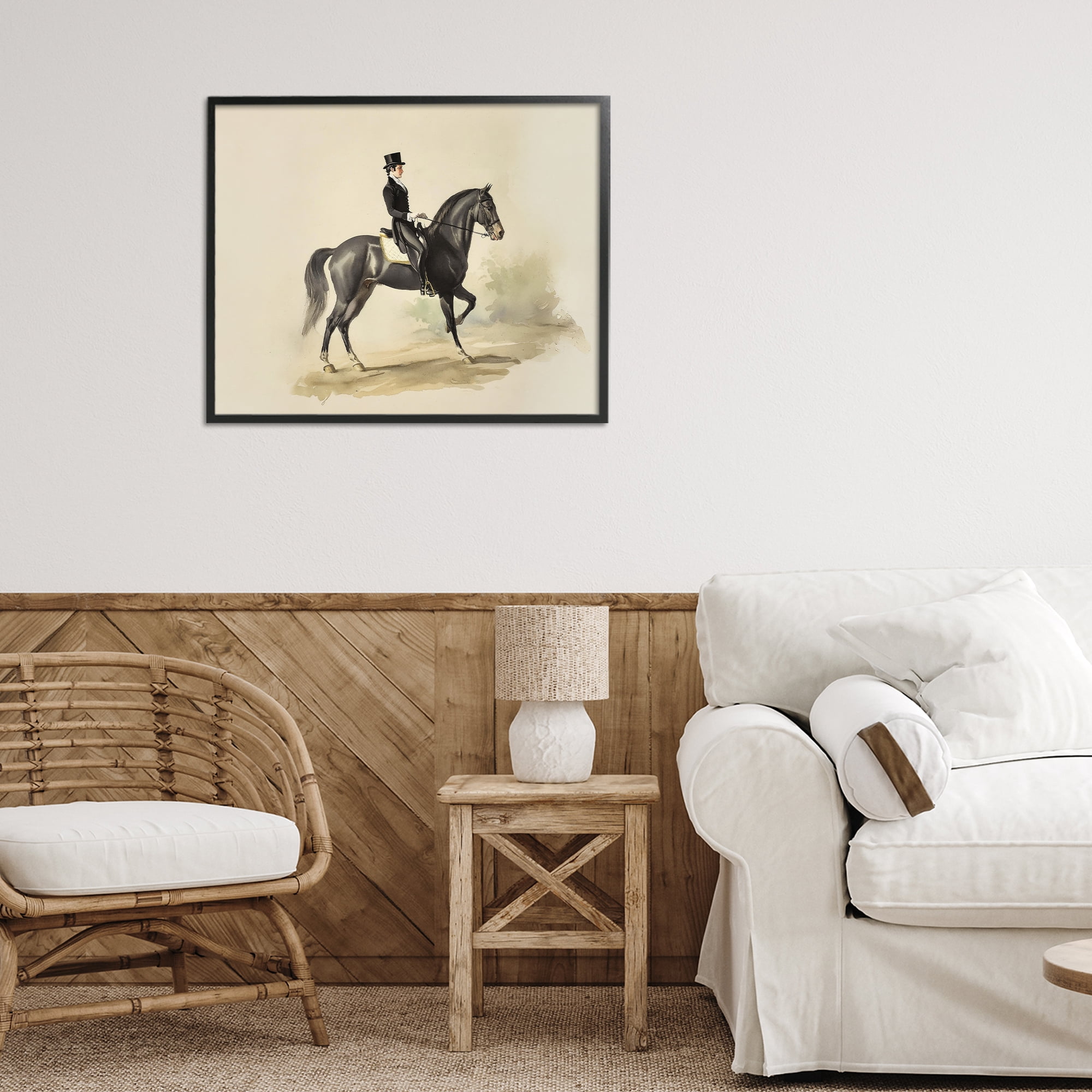 Stupell Industries Gentleman On A Horse Black Framed Giclee Art, design by Sisi and Seb