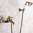 thumbnail image 2 of Grifo estilo vintage para baño al aire libre con manija en cruz doble, mezclador de bañera de construcción de latón macizo con casete de cerámica para acabado de latón antiguo, 2 of 5