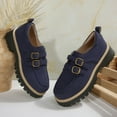 thumbnail image 4 of Loafers for Women Chunky Lug Sole Slip on Business Casual Dress Shoes with Adjustable Double Buckle Strap, 4 of 7