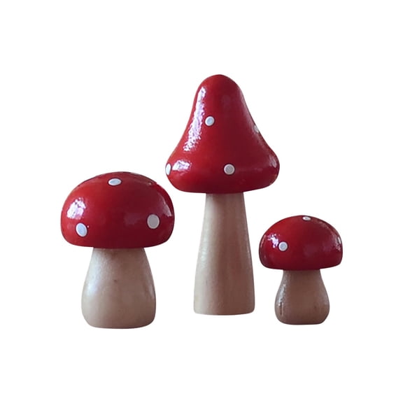 RuiJiao Pleasant Wooden Mushroom Decor - Perfect for Pots, Bonsai, and Donut Planters, Whimsical Home Garden Accent