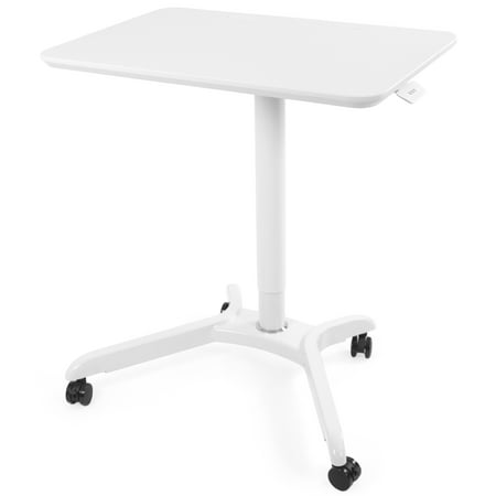 Work Trolley - VIVO White Rolling Adjustable Trolley Presentation Cart | Tension Spring Sit-Stand Mobile Workstation (CART-V000HW)