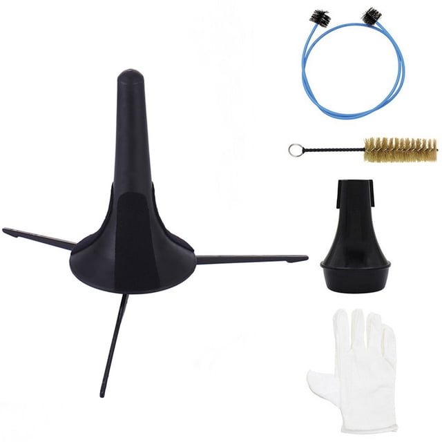 GOOHOCHY 1 juego de kit de limpieza para trompeta, boquilla, válvulas, cepillo, soporte, guante, limpiador de trompeta