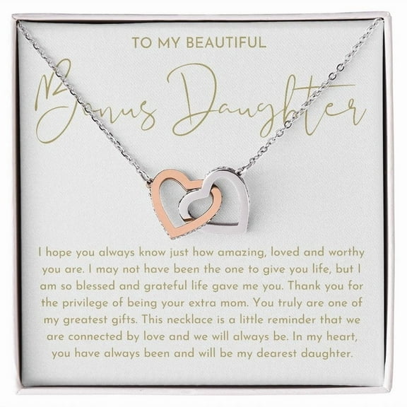 Bonus Daughter Necklace - Bonus Daughter Gift Interlocking Hearts Neckalce Standard Box