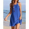 thumbnail image 2 of Women's Eyelet Swimsuit Cover Up Pleated Front Halter Dress Sleeveless Summer Beach Cover Up Shermie, 2 of 4