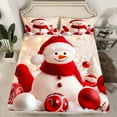 thumbnail image 2 of jejeloiu Cartoon Xmas Snowman Twin Sheet Sets,Happy New Year Twin Fitted Sheet,Merry Christmas Flat Sheet For Kids,Super Cozy Room Decor,3-Piece, 2 of 7