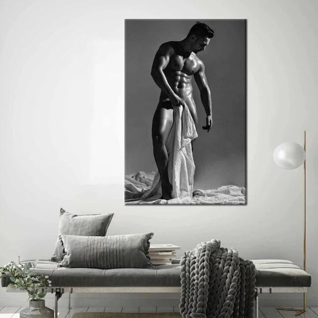 Póster de impresión Hd de gimnasio para hombre desnudo Sexy, arte de pared en blanco y negro, imágenes en lienzo para sala de estar, pared escandinava, decoración del hogar