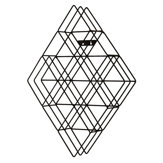 SEI Furniture Steel Wire Wall Art Mount CD Rack with Geometric Design, Black