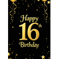 thumbnail image 3 of LUUFILx Happy 16th Birthday Backdrop Banner Gold Black Decorations Birthday Party Supplies Balloon Stars Photo Prop Background Photography, 3 of 7