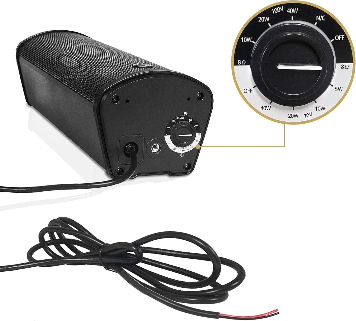 Sound Town Commercial Restaurant Bluetooth Amplifier + Column Speaker Set, with One 6-Zone 70V/100V Amplifier with Bluetooth, 4 x All-Weather Dual 5-Inch Column Speakers, Black (PAC180X4CL25B)