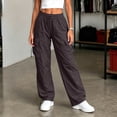 thumbnail image 7 of Cargo Pants Women Zaewscy Women Fashion Workwear Casual Pants Loose Straight-leg Big Pockets Adjustable Cuffs Long Pants Brown L, 7 of 7