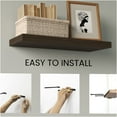 thumbnail image 3 of JERFIT Modern Floating Shelves Set of 2, Dark Oak Wall Shelves for Bathroom, Kitchen, Living Room, 31.5" Long Engineered Wood Storage Shelves, 3 of 6