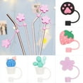 thumbnail image 4 of Silicone Straw Plug Drinking Dust Cap Cute Splash Proof Straw Tips Reusable Cartoon Plugs Cover Cup Accessories (Cactus 1）, 4 of 9