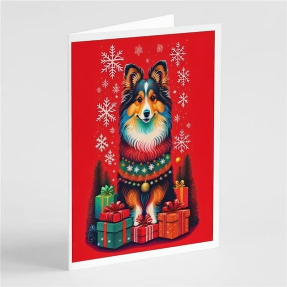 Sheltie Holiday Christmas Greeting Cards Pack of 8 7 in x 5 in