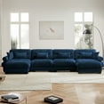 thumbnail image 3 of 166" Oversized Couch, 4 Seater Modular Sectional Sofa, Blue Large U Shaped Sectional Couches for Living Room, Fluffy Couch Set, 4 Seater, Velvet Cloud Couch with Ottoman, Sofas for Living Room, 3 of 12