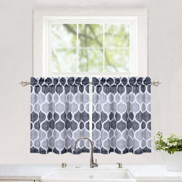 Glowsol Grey Tier Curtains For Kitchen, Cafe Curtains For Bathroom Window