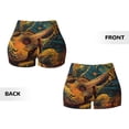 thumbnail image 5 of Lsque Starry Night Guitar Turtle Pattern High Waisted Biker Shorts for Women-Tummy Control Fitness Athletic Workout Running Yoga Gym Shorts,Moisture-Wicking-Small, 5 of 9