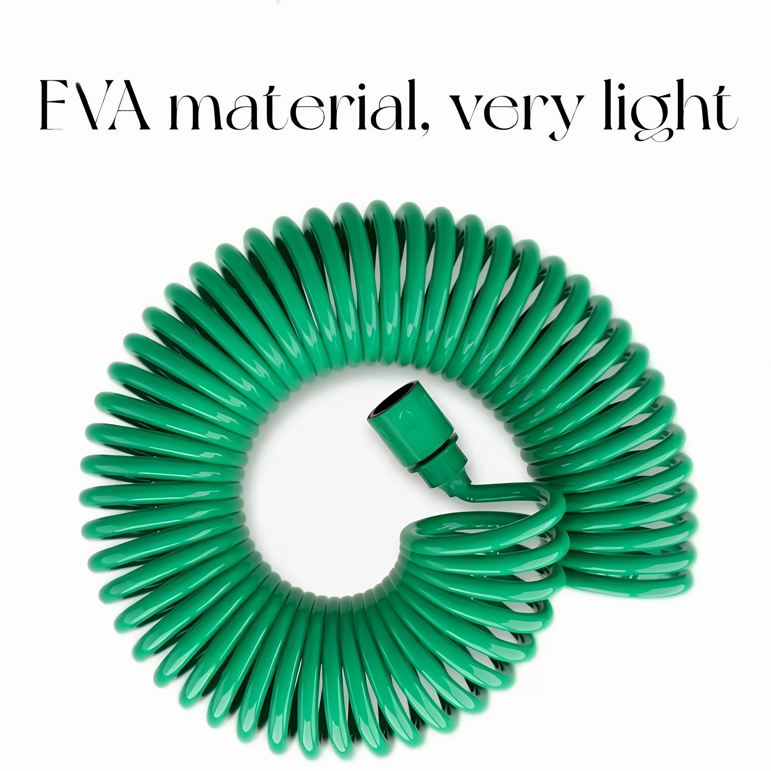 Retractable Garden Hose 50 FT, EVA Flexible Curly Water Pipes with 7-Pattern Spray Nozzle for Boat, Greenhouse, Yard, Patio, Green