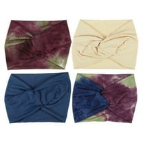 4pcs Fashion Bohemia Widening Knotted Headwrap for Women Blue Khaki Red