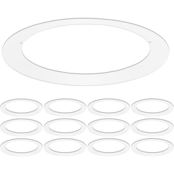 Luxrite 12-Pack White Goof Trim Ring for 5/6 inch Recessed Lights and Ceiling Light Fixtures, Outer Diameter 8 inch, Inner Diameter 6.14 inch