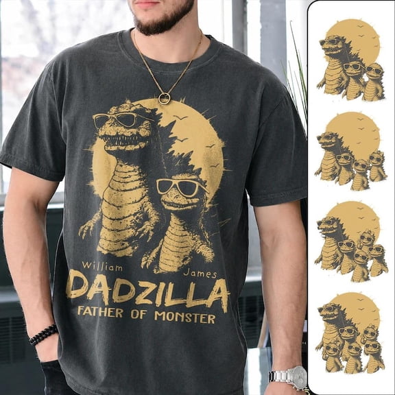 Personalized Dad Dinosaur Shirt, Funny Father's Day T-Shirt for Dad, Custom Papa Graphic Tee