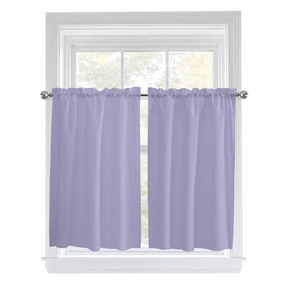 Kitchen Curtains 54 Inches length, Pure Lavender Window Treatment Curtain Drapes, Simple Solid Color Thermal Insulated Drapes for Basement Hotel RV, 42"x54", 2 Panels