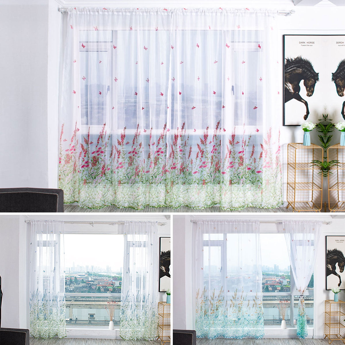 Details about   Bedroom Tulle Curtains Sheer Voile Curtain Wedding Window Drapes Home Decor LI 
