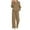 Khaki, variant on Women's Half Zip Sweatshirt & Wide Leg Sweatpants Tracksuit Set - Material, Casual Lounge Outfit - Fall/Winter Two Piece Matching Set - US 4-22 Sizes