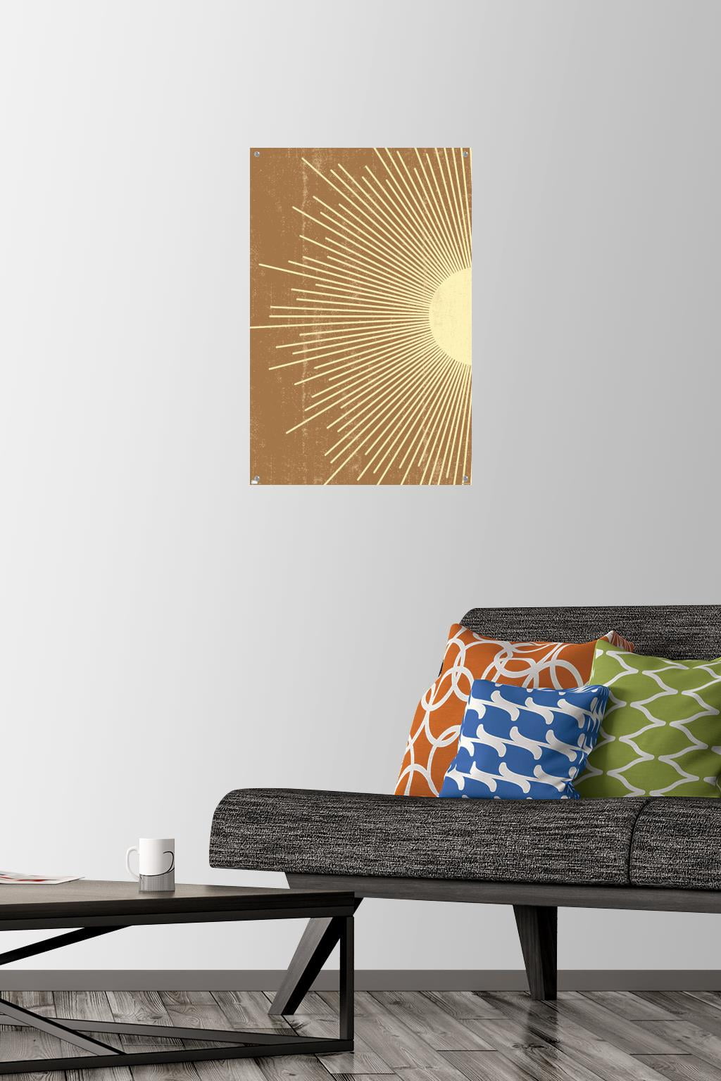 Abstract Sun Wall Poster with Push Pins, 14.725" x 22.375"
