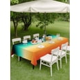 thumbnail image 4 of Outdoor Tablecloth with Umbrella Hole for Patio/Picnic/Party/Camping, Orange Black Teal Ombre Waterproof Table Cloth Rectangle Table Cover Washable, Contemporary Gradient Abstract (54"x 80"), 4 of 8