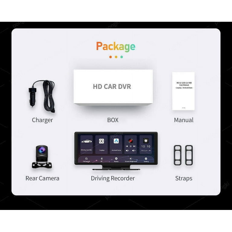 2.5K Car DVR Wireless 10.26'' Dash Camera Carplay & Android Auto
