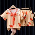 thumbnail image 1 of 12(height118-128cm)leisi-luobu-yellowPijamas de verano para niños Pantalones superiores Conjunto de pijamas de oso de dibujos animados Ropa para niños y niñas Pijamas para bebés Camiseta de manga corta esquí esquí Gafas de esquí, 1 of 3