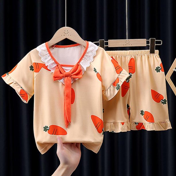 18(height148-158cm)leisi-luobu-yellowPijamas de verano para niños Pantalones superiores Conjunto de pijamas de oso de dibujos animados Ropa para niños y niñas Pijamas para bebés Camiseta de manga corta esquí esquí Gafas de esquí