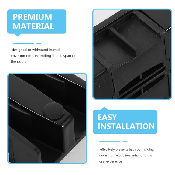 STRANDCHIC 3-Piece Black Sliding Shower Door Guide Set, Plastic, Humidity Resistant, Stylish Bathroom Hardware for Home Use
