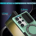 thumbnail image 4 of Phone Case for Samsung Galaxy S24 Ultra Case Magnetic with Stand Black Fits Wireless Charger, Samsung S24 Ultra Case with Camera Lens Protector Cover Shockproof (Green), 4 of 17