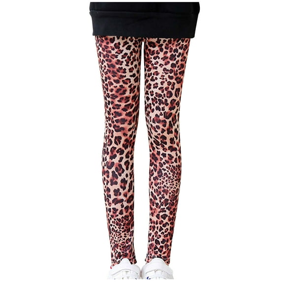 Honeeladyy Kids Baby Toddler Clothes Baby Girls Printed Milk Silk Pattern Leggings Comfortable Slim Cropped Trousers Brown 11-12 Years In Season