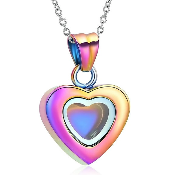 Tiny Glass Heart Urn Necklace for Ashes Cremation Jewelry Glass Stainless Steel Ashes Pendant for Human / Pet Keepsake Gifts