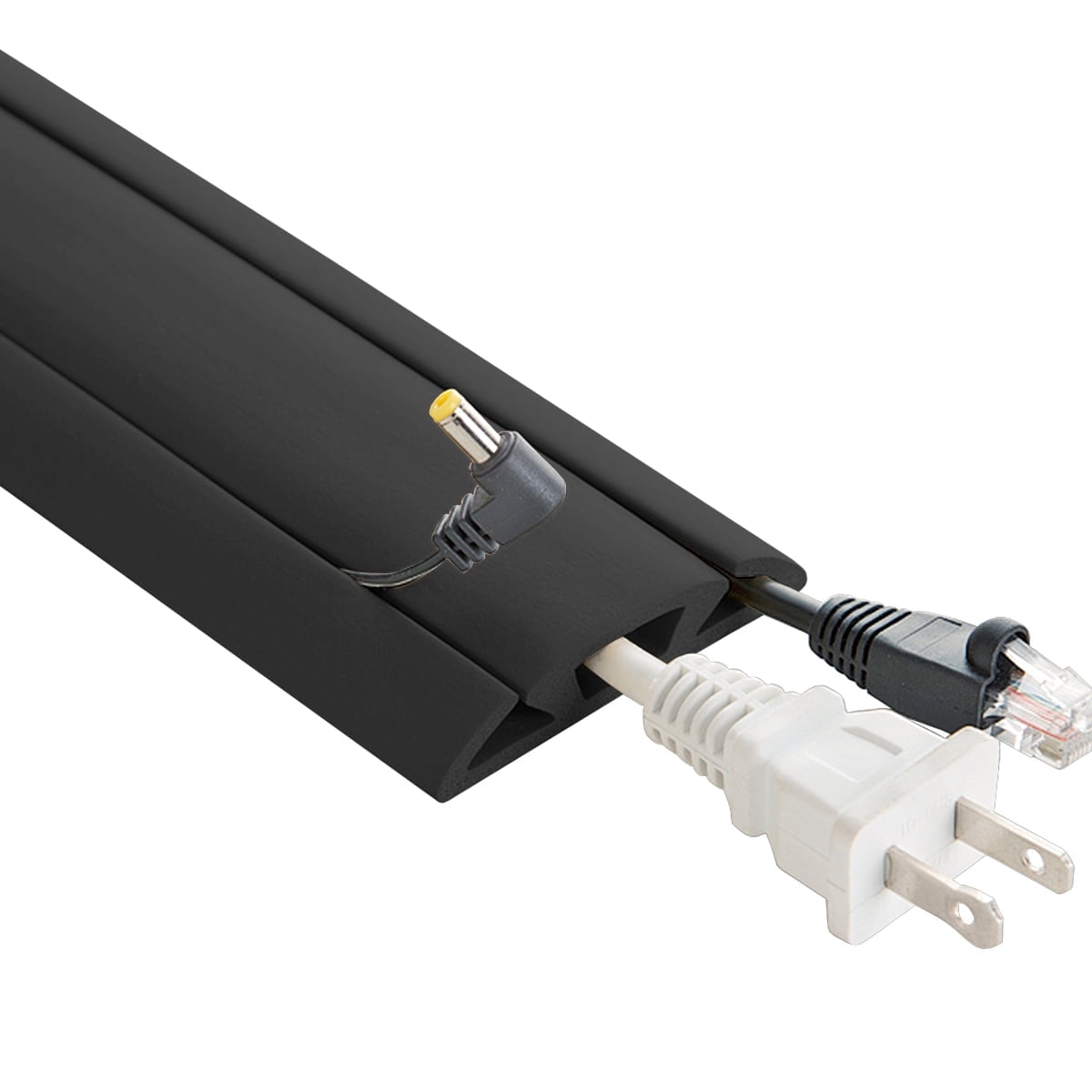 UT Wire 5 FT Cord Protector and Cover with 3-Channels, Black