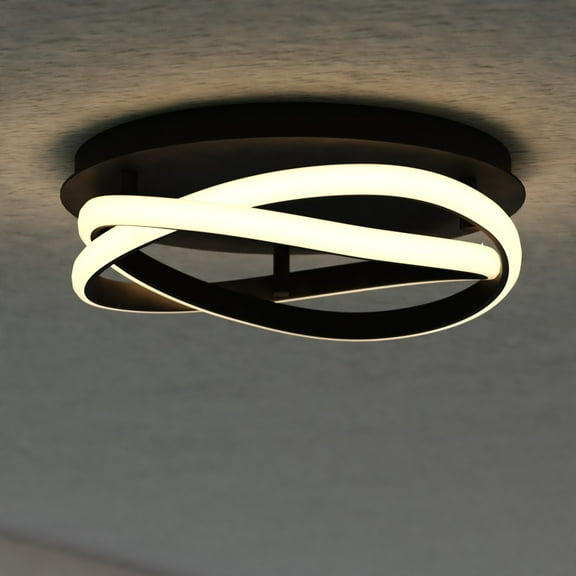 North End 13-in W Integrated LED Black Indoor Outdoor Flush Mount Ceiling Light Fixture