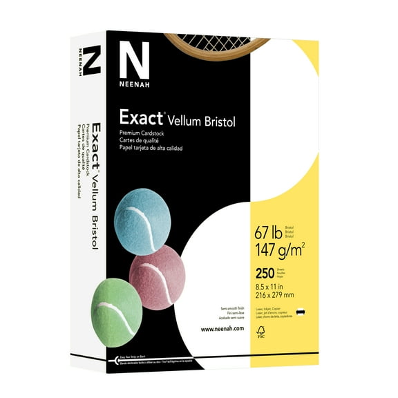 Exact Vellum Bristol Cardstock, 8.5" x 11", 67 lb./147 Gsm, White, 250 Sheets (80218)
