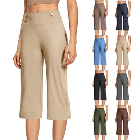 Kinrui Knee Length Golf Pants for Women Stretchy Dressy Casual Work Pants Split Hem Summer Casual Capris Slacks Yoga Dress Pant Wine XL