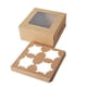 thumbnail image 1 of Moyic Caja de papel Kraft, caja de almacenamiento portátil para tartas, huevos, con ventana, organizador de embalaje, contenedor portátil Organizadores de utensilios de cocina  16x16x7.5 cm 4 rejillas, 1 of 6