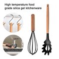 thumbnail image 3 of 2 utensilios de cocina de silicona con mango de madera, no tóxicos y antiadherentes, resistentes al calor y aptos para lavavajillas, 3 of 5